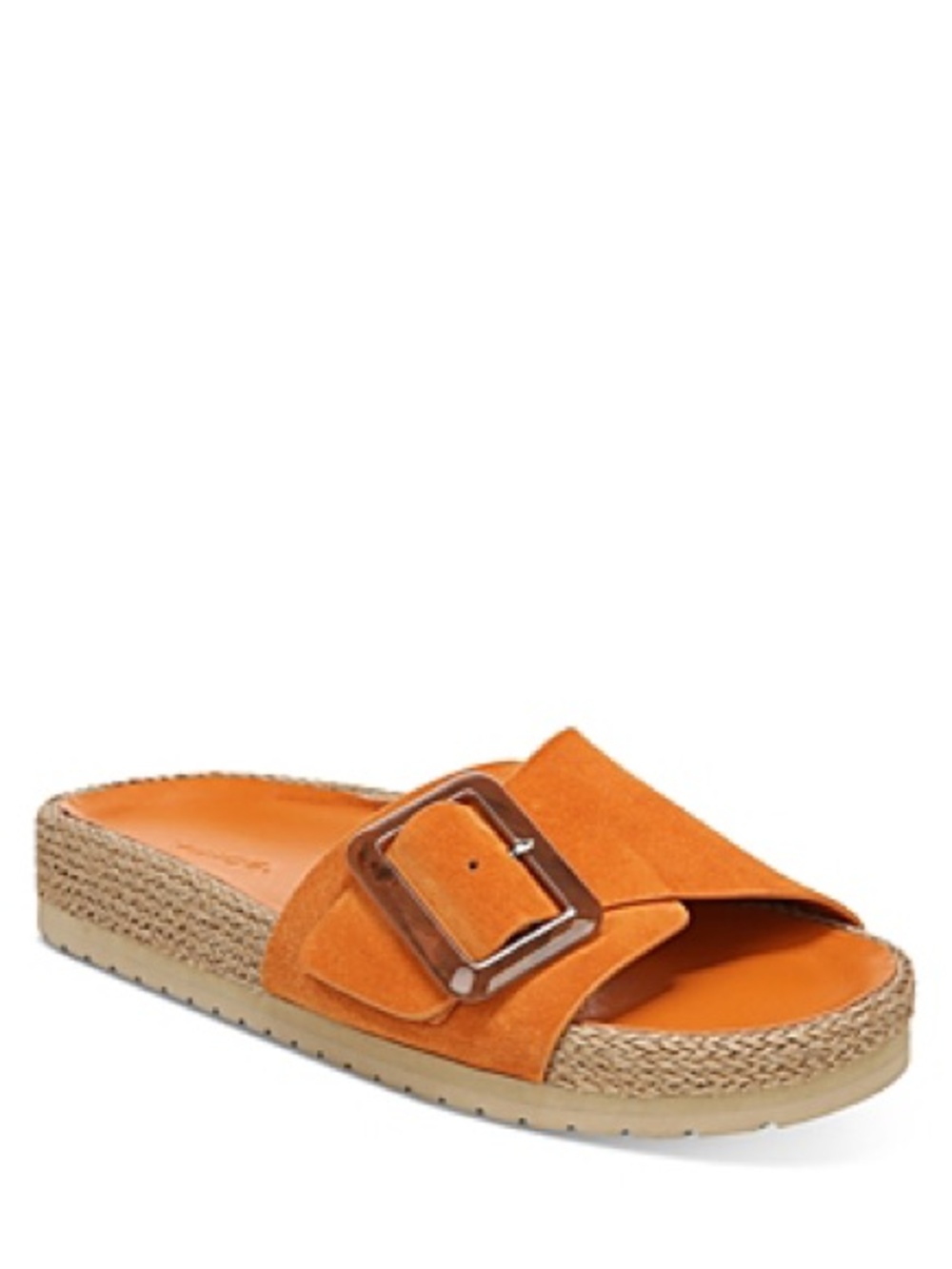 Vince Orange Suede Espadrille Slide with Buckle